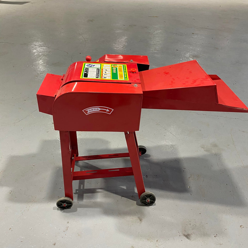 New Dual-purpose Hay Cutter Shredder Household Small Fodder Processing Machine 220V All Iron 4 Blades Wet Dry Grass Straw Crusher for Livestock Breeding