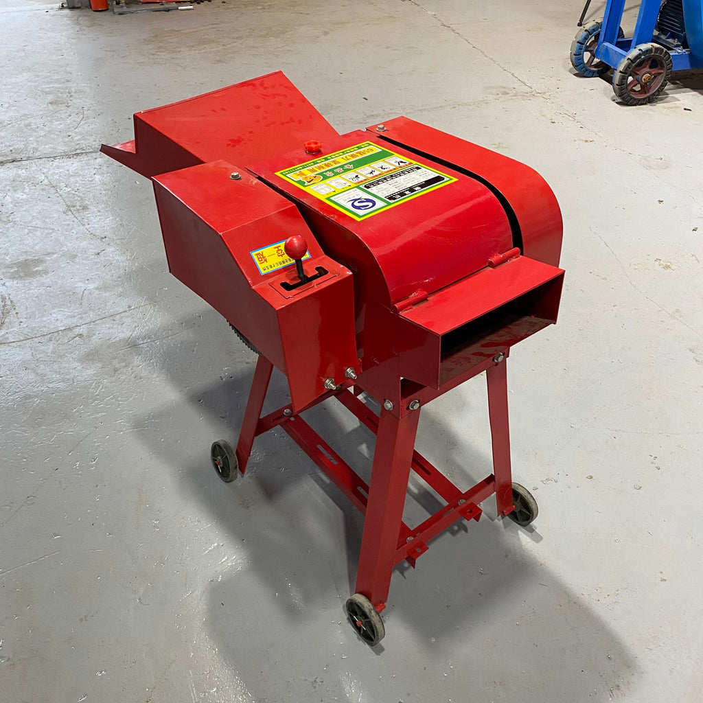 New Dual-purpose Hay Cutter Shredder Household Small Fodder Processing Machine 220V All Iron 4 Blades Wet Dry Grass Straw Crusher for Livestock Breeding
