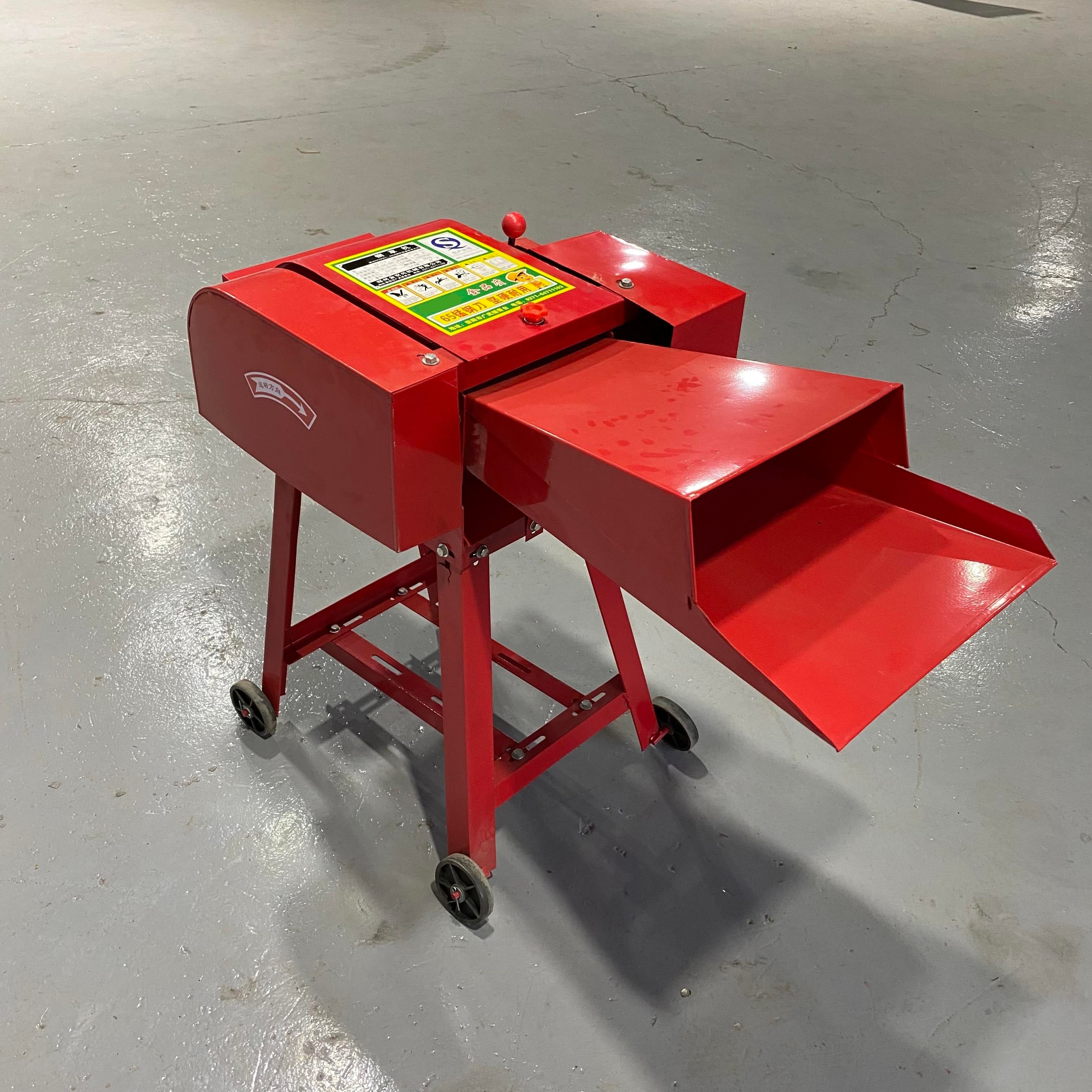 New Dual-purpose Hay Cutter Shredder Household Small Fodder Processing Machine 220V All Iron 4 Blades Wet Dry Grass Straw Crusher for Livestock Breeding