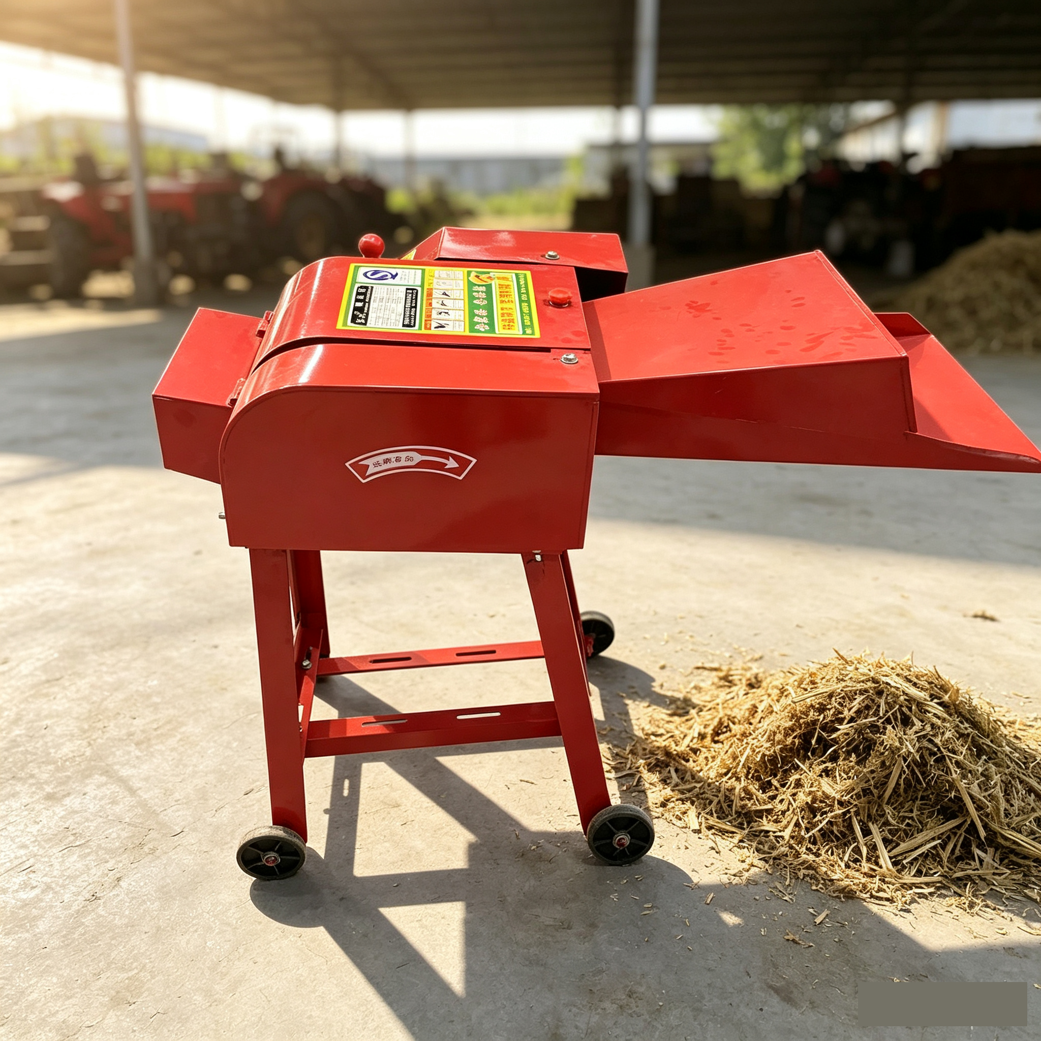 New Dual-purpose Hay Cutter Shredder Household Small Fodder Processing Machine 220V All Iron 4 Blades Wet Dry Grass Straw Crusher for Livestock Breeding
